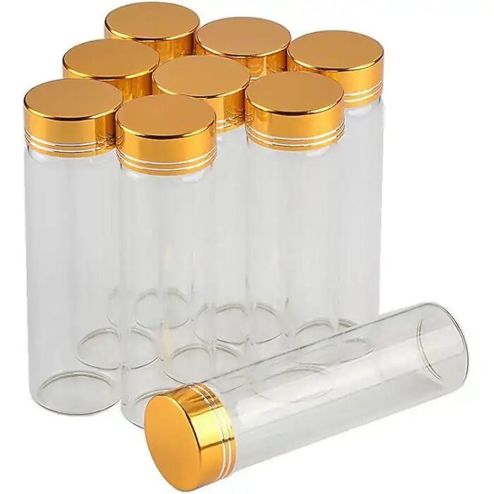 12 Bocaux En Verre Vides Avec Bouchons À Vis En Aluminium Doré