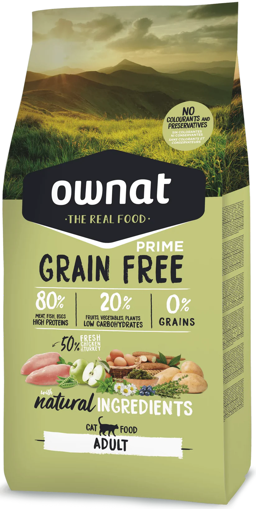 Ownat Grain Free Prime Aliment Sec Pour Chat Adult 8 Kg