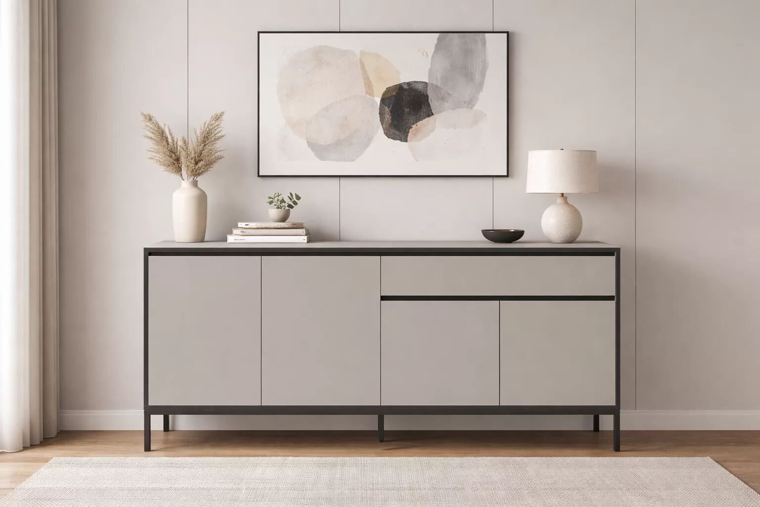 Lorenza Buffet Avec 4 Portes Et 1 Tiroir 180 Cm - Taupe