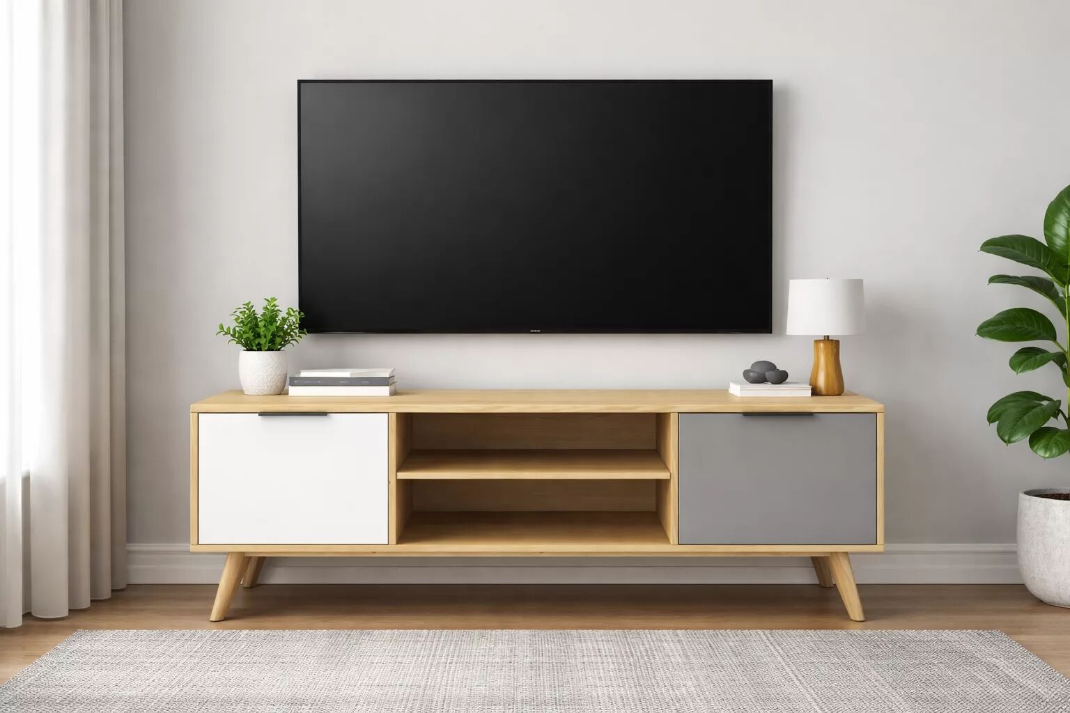 Elfa Meuble Tv Avec 2 Portes Et 2 Niches 140 Cm