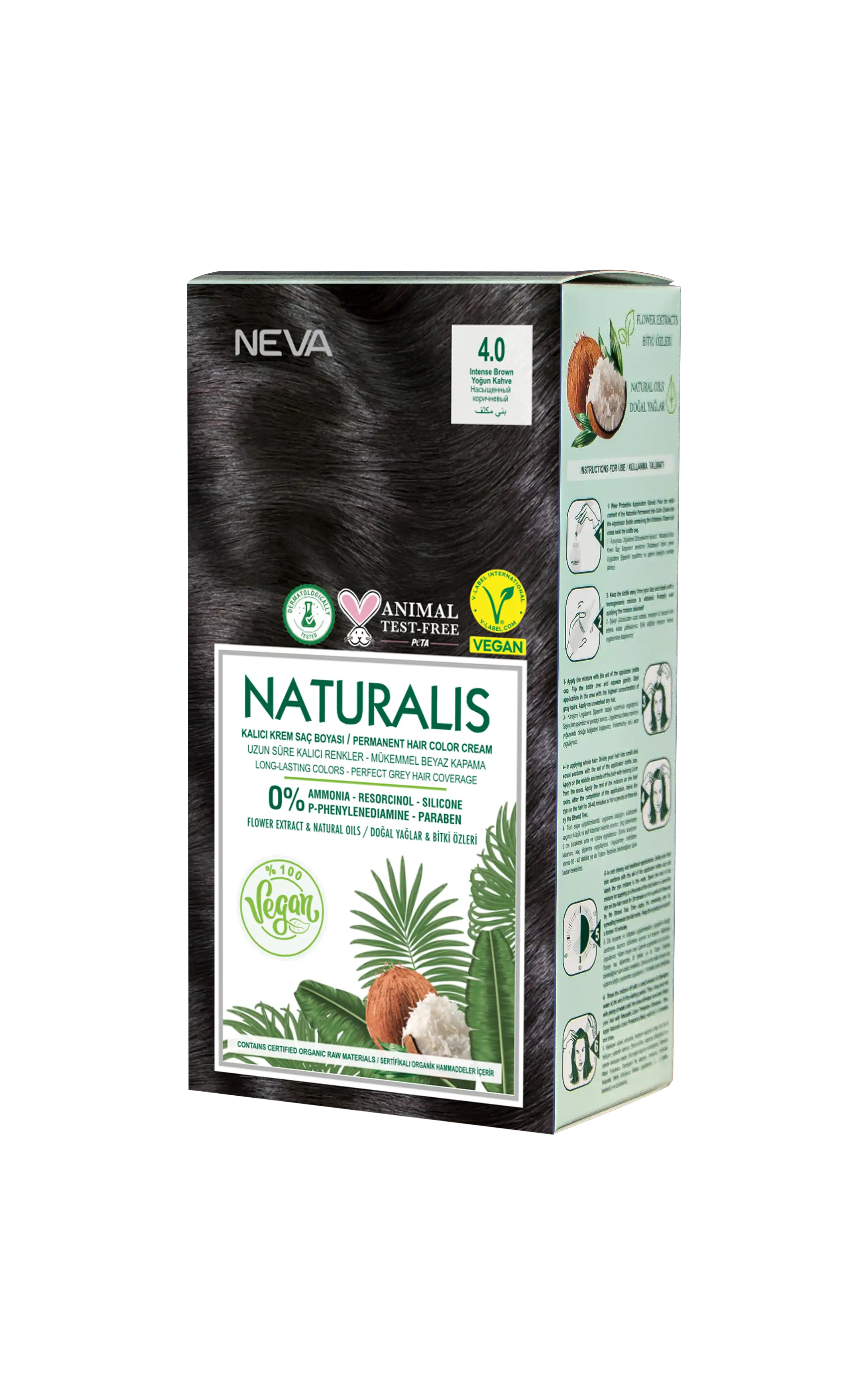 Naturalis Hair Color Cream Set-4.0 Intense Brown Vegan