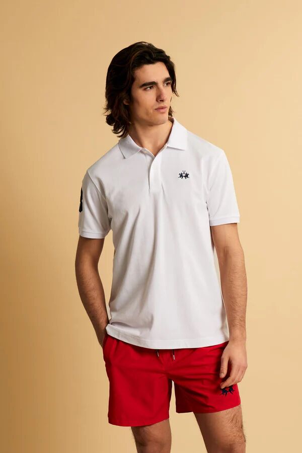 Polo En Piqué Stretch Avec Numéro Sur La Manche – Ray thumbnail 3