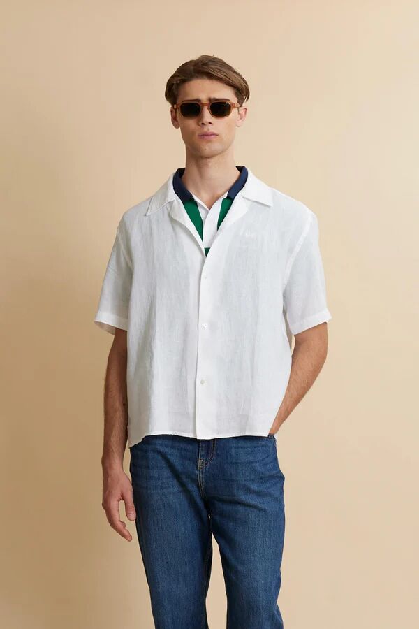 Chemise Bowling Homme En Pur Lin Coupe Décontractée Estivale Varoun