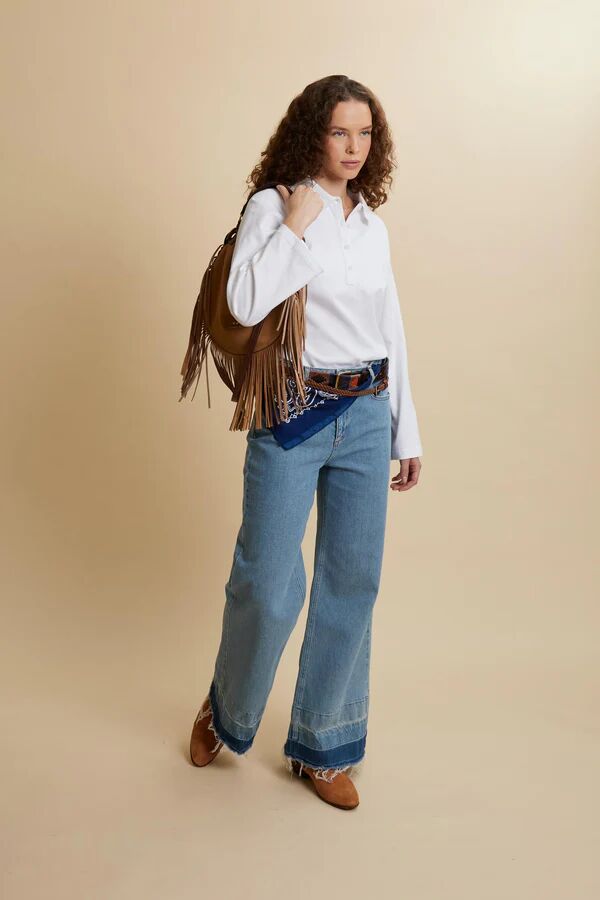 Jean Wide Leg En Denim À Bord Brut – Clyde thumbnail 4