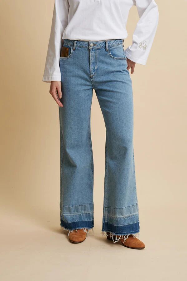 Jean Wide Leg En Denim À Bord Brut – Clyde thumbnail 3