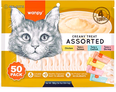 Creamy Treat Assortiment Mixte – 4 Délicieuses Liquid Creamy Cat Treats