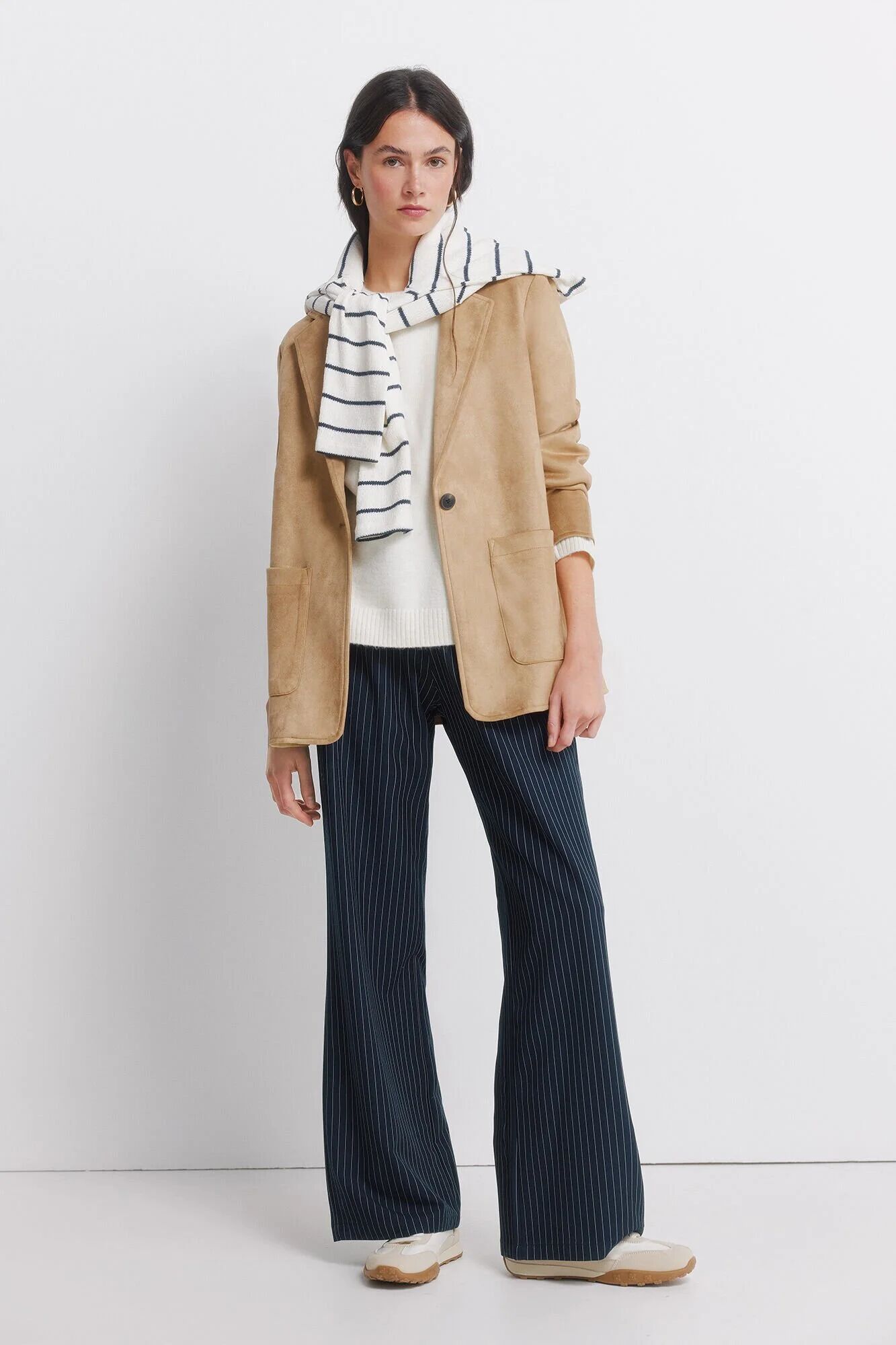 Pantalon Fluide Rayé Bleu Marine