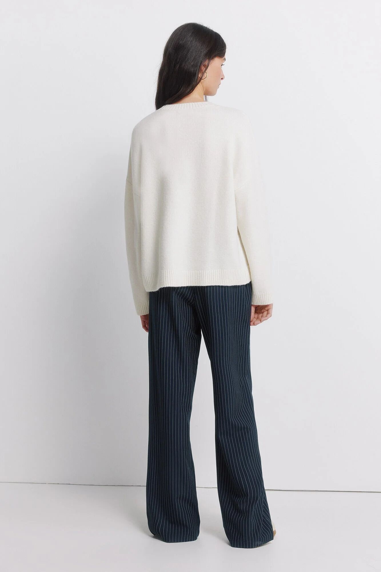 Pantalon Fluide Rayé Bleu Marine thumbnail 3