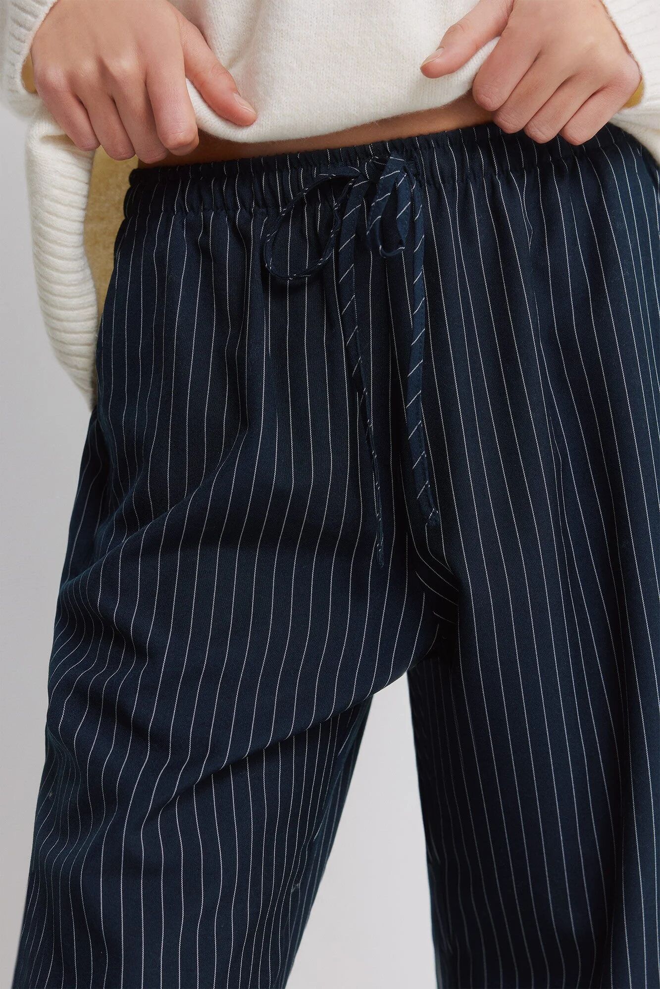 Pantalon Fluide Rayé Bleu Marine thumbnail 4