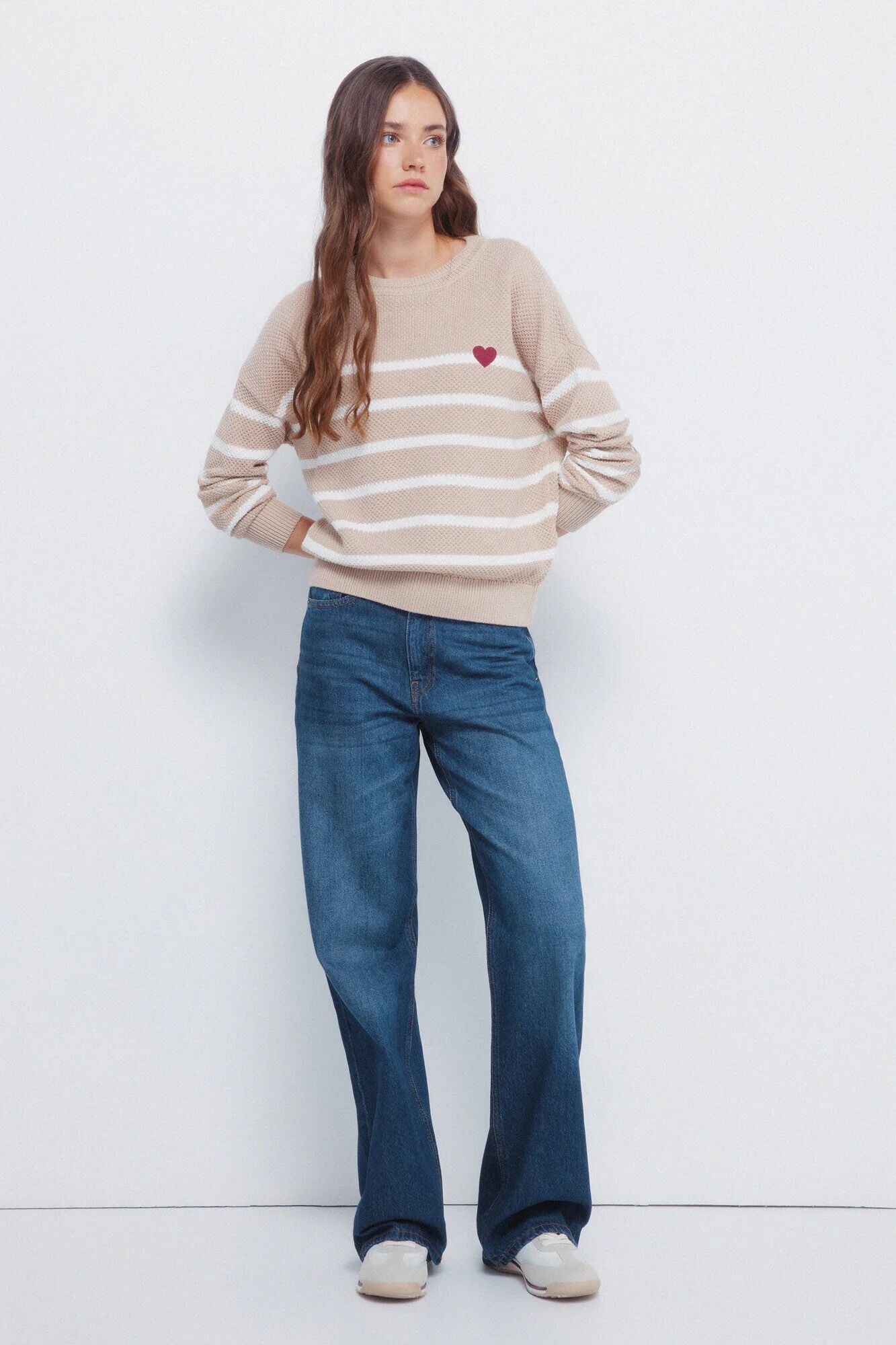 Pull En Coton Rayé En Forme De Cœur thumbnail 4
