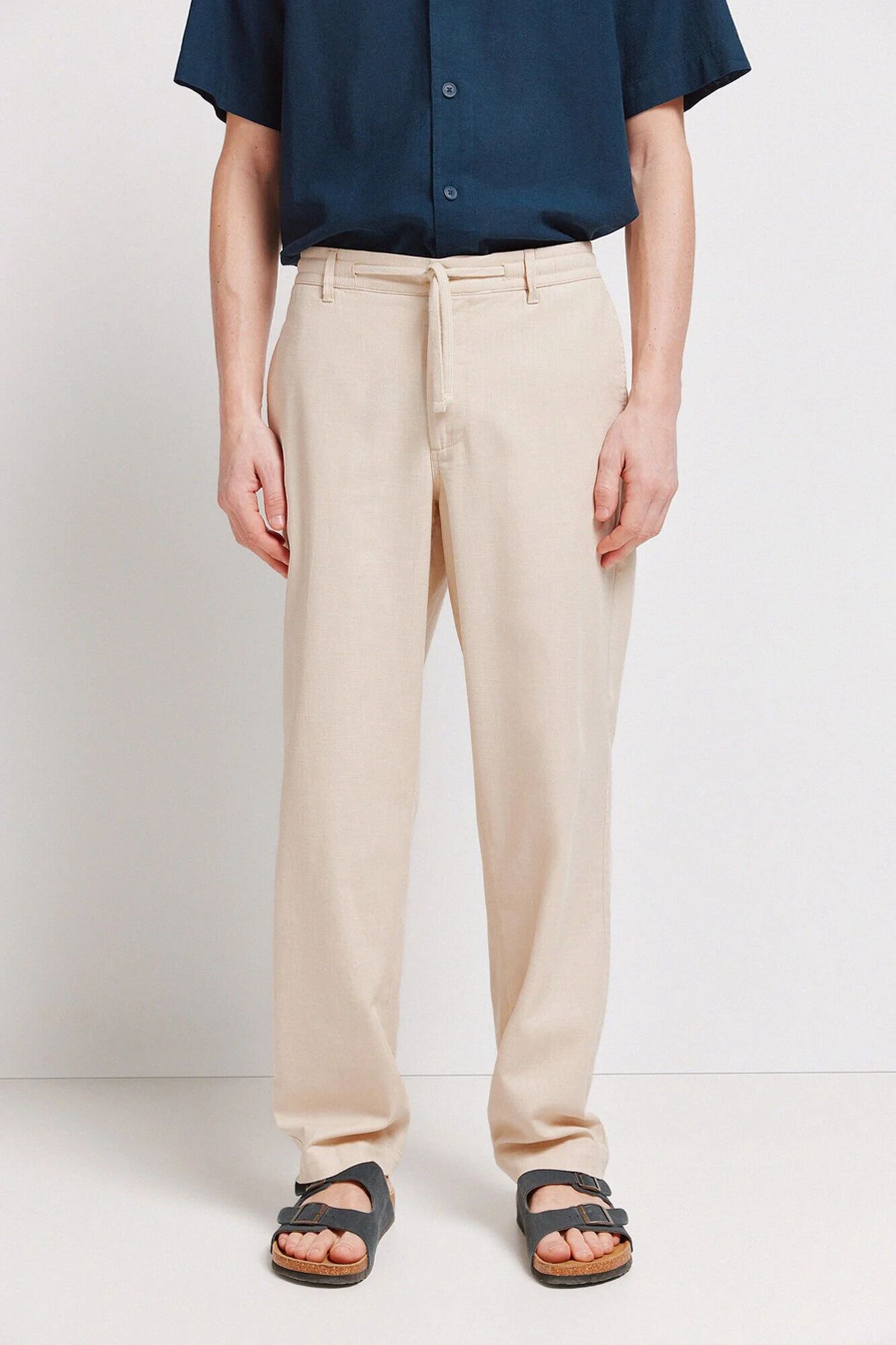 Pantalon Coupe Droite En Dobby
