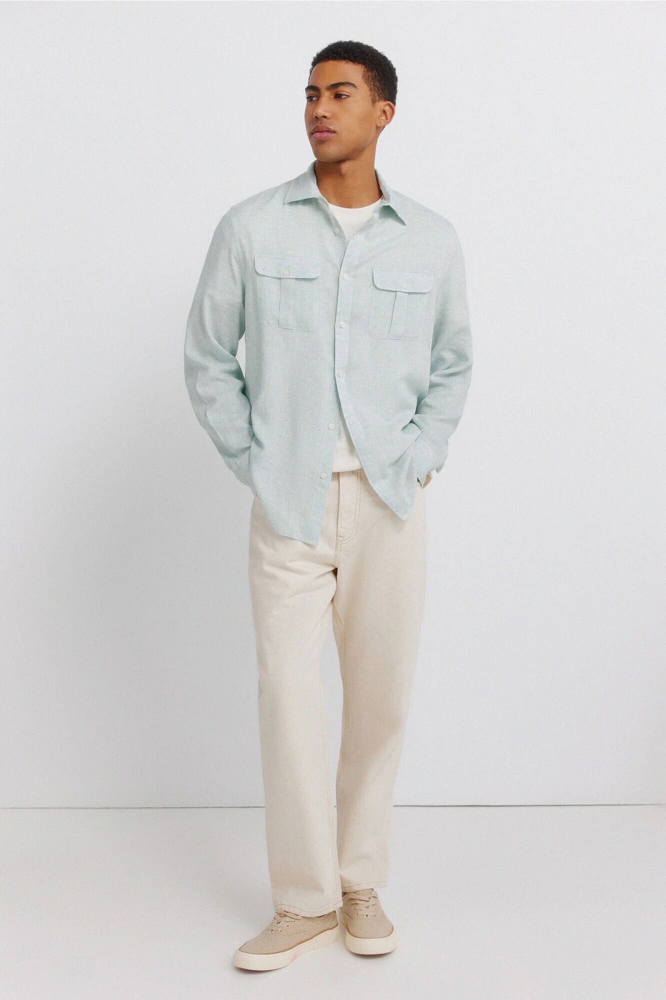 Chemise Lin Et Viscose Fil-à-fil 2 Poches thumbnail 3