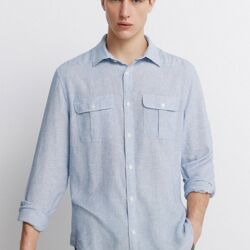 Chemise Lin Et Viscose Fil-à-fil 2 Poches