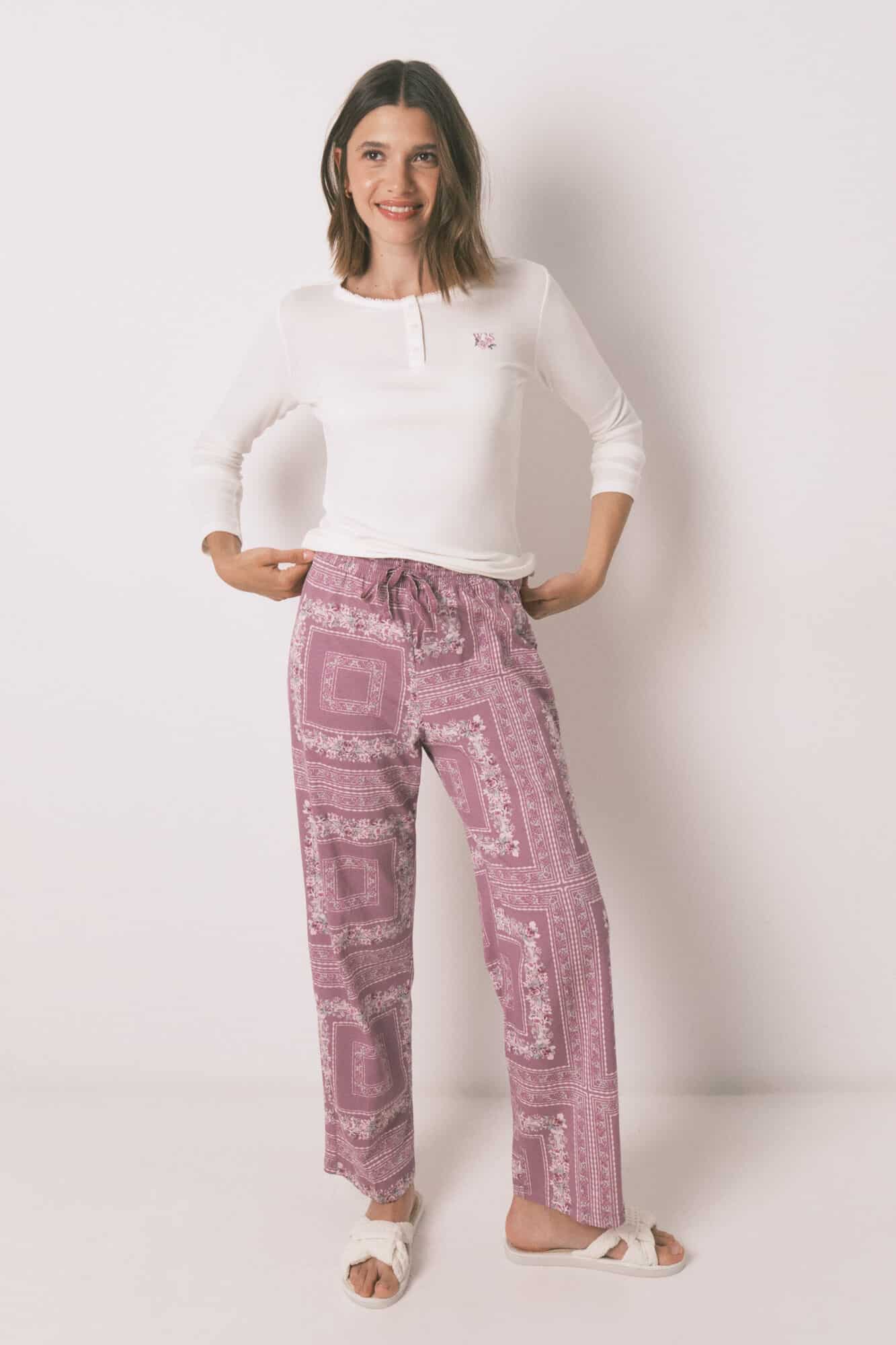 Pyjama Long À Imprimé Fleurs 
