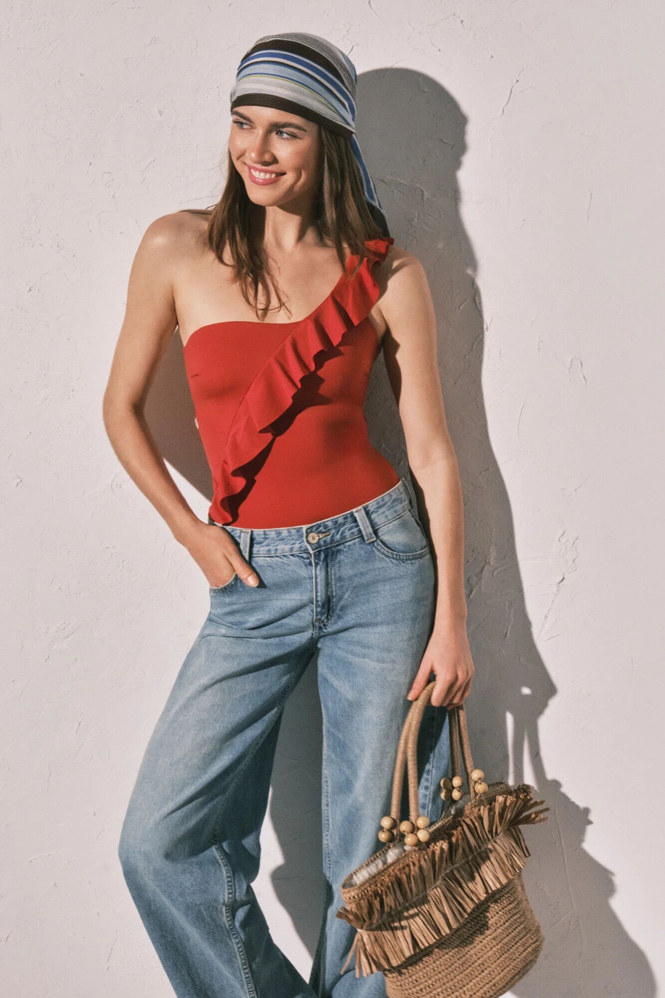 Maillot Gainant Asymétrique À Volants
