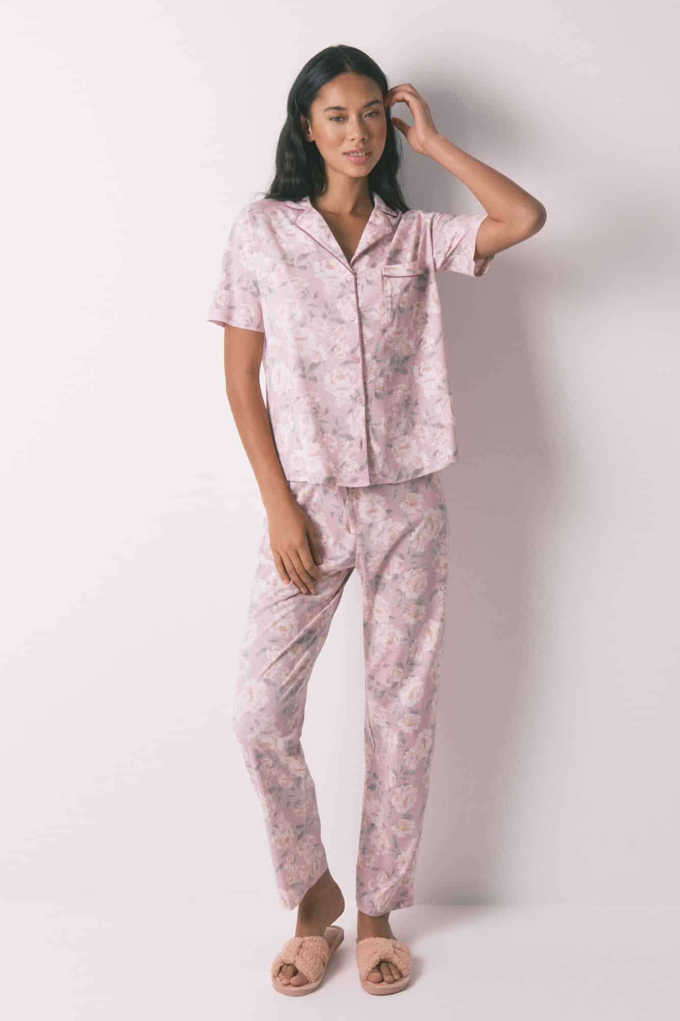 Pyjama Chemise Longue Fleurie 100% Coton thumbnail 1