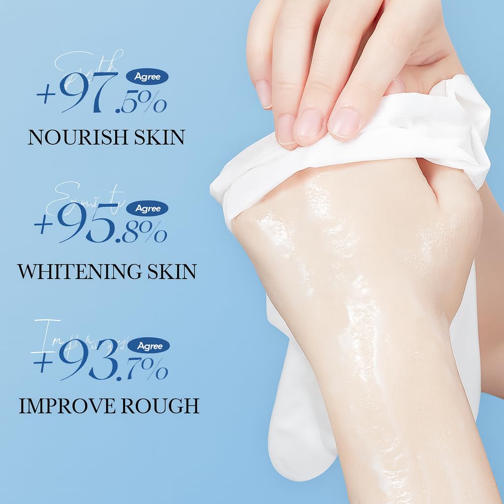 Masque Mains Au Lait Et À La Niacinamide – Gants Éclaircissants - Pour Les Mains Sèches thumbnail 4