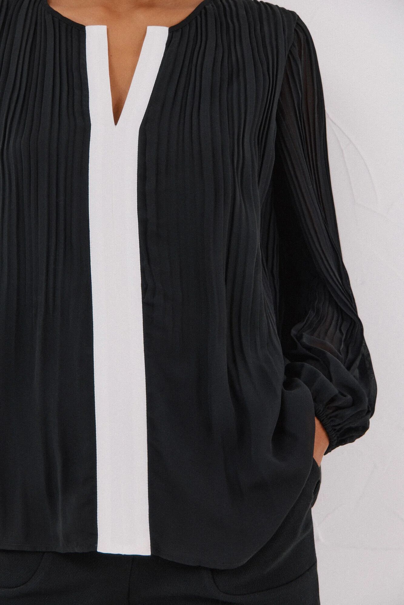 Blouse Plissée Contrastée thumbnail 4
