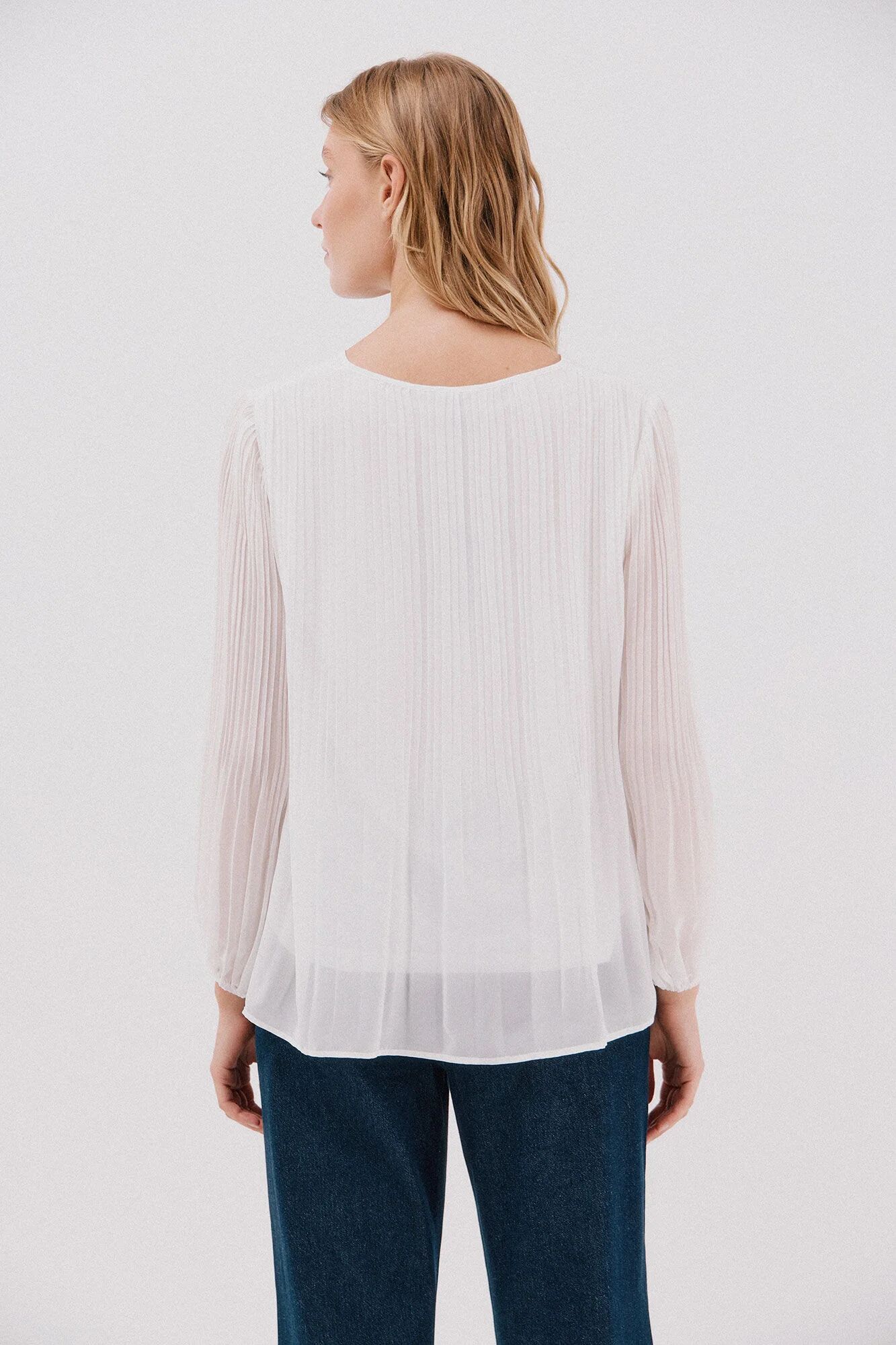 Blouse Plissée Contrastée