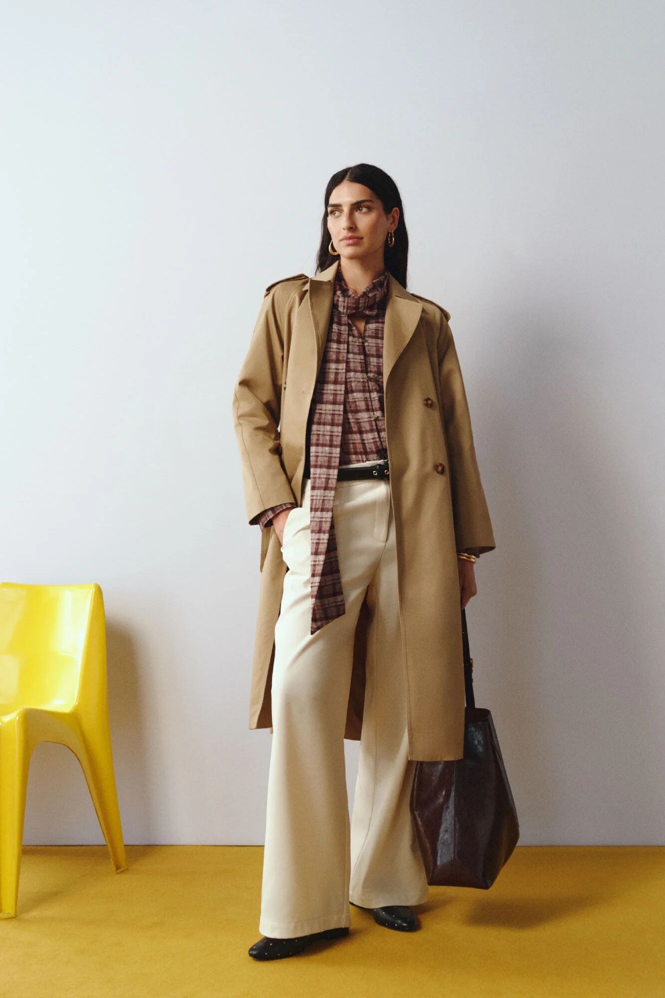 Pantalon Wide Leg À Taille Élastique