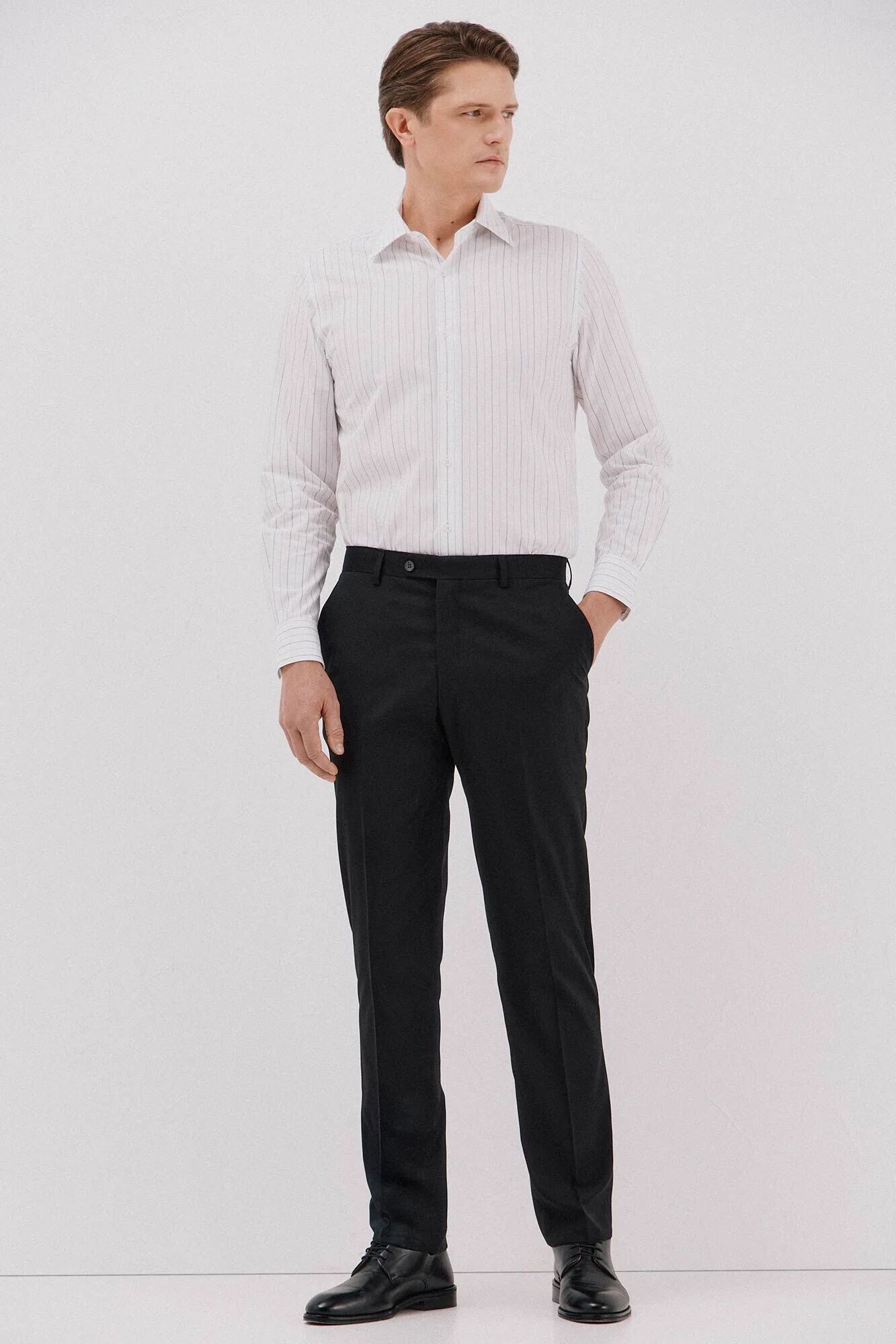 Chemise Habillée Rayée En Coton Et Tencel
