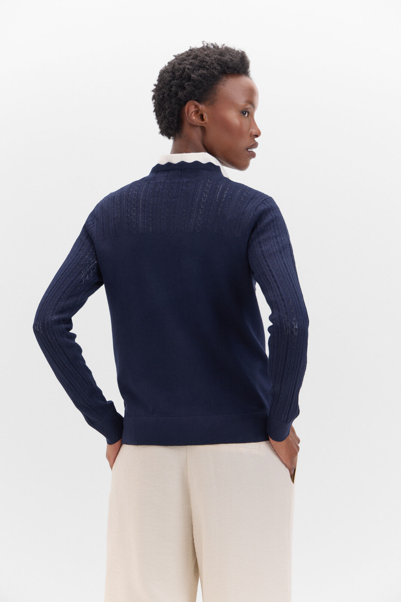 Pull en maille combinée