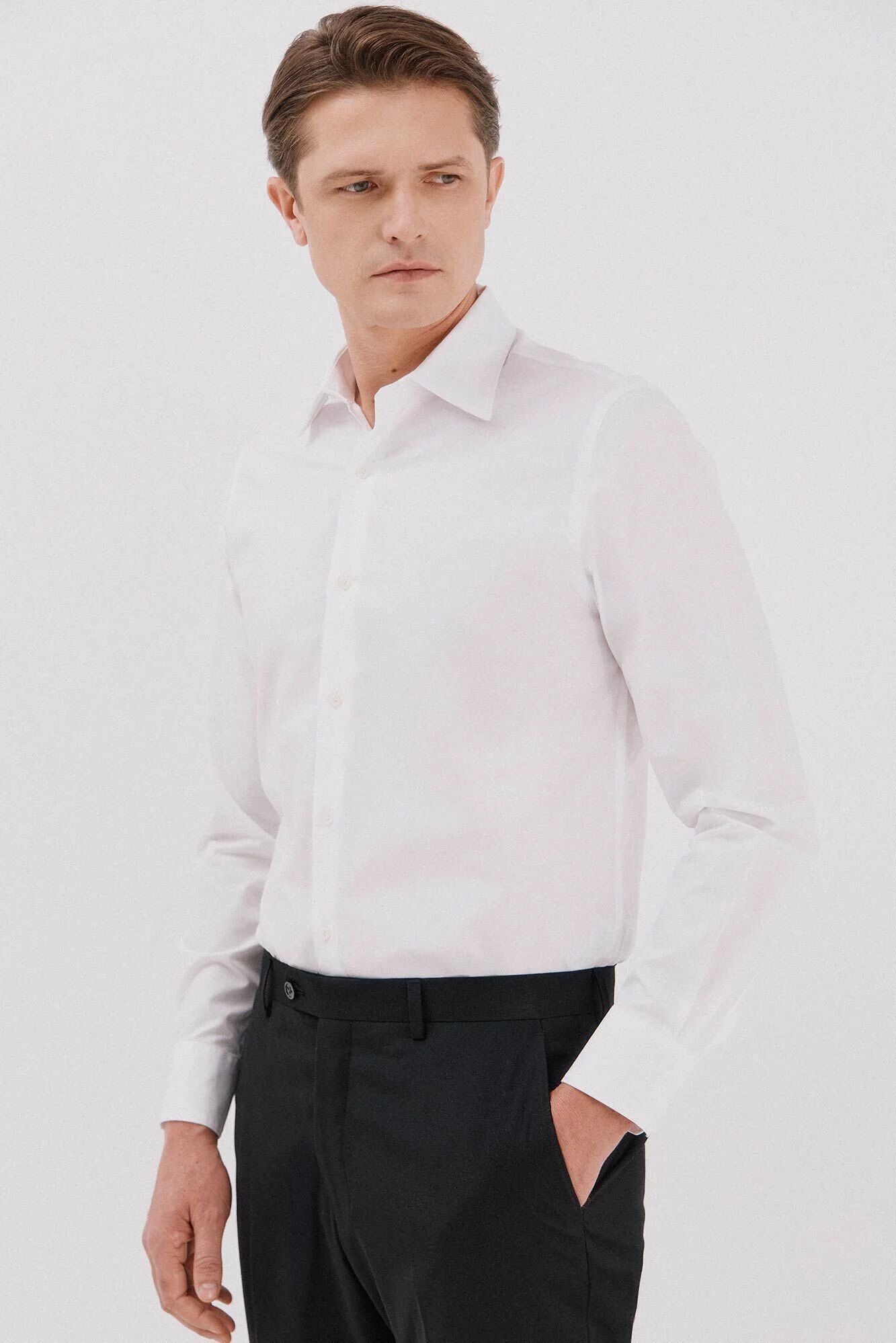 Chemise Habillée Unie En Coton Et Tencel thumbnail 1