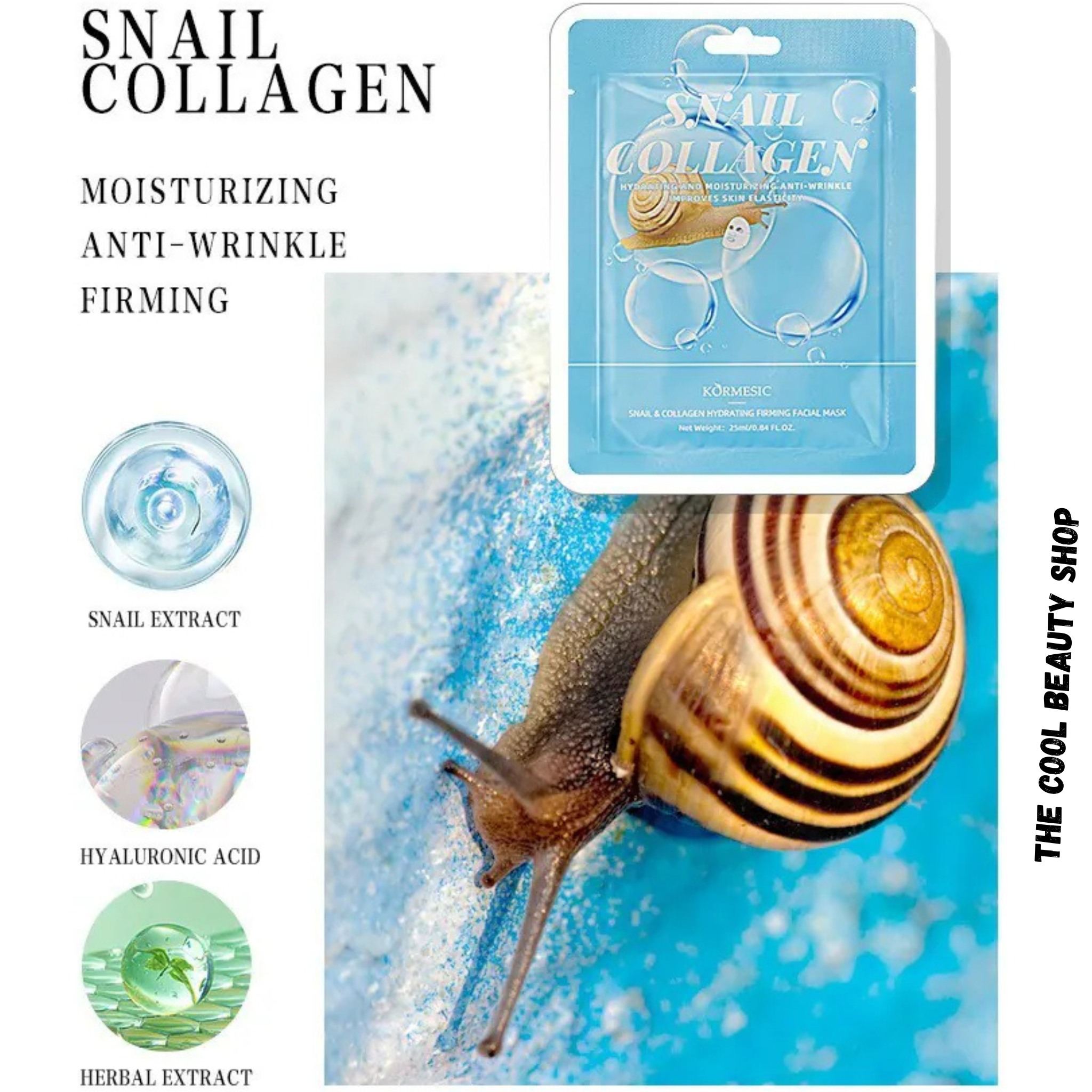 Masque Visage Collagène & Bave D’escargot – Hydratant, Anti-âge & Éclaircissant thumbnail 3