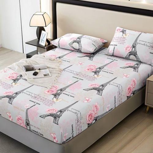 Drap Housse Imprimé, Parure De Lit Drap Imprimé Avec Deux Taies D'oreiller