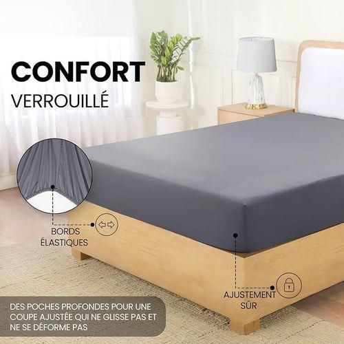 Drap Housse - Bonnets 30 Cm Pour Matelas Épais - Microfibre Brossée