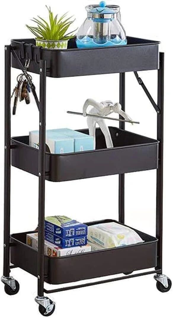 Chariot 3 Etagère Cuisine Service Rangement Anti-corrosion Multifonction