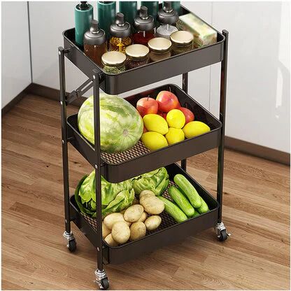 Chariot 3 Etagère Cuisine Service Rangement Anti-corrosion Multifonction thumbnail 4