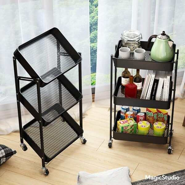 Chariot 3 Etagère Cuisine Service Rangement Anti-corrosion Multifonction