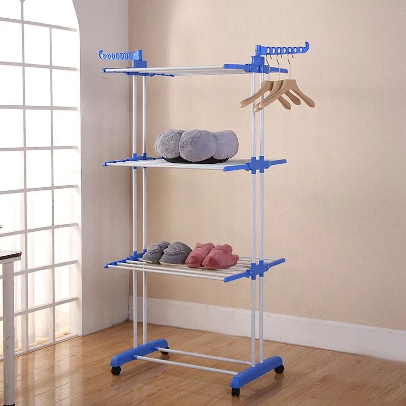 Porte-vêtements À Roulettes 3 Niveaux – Séchoir Ajustable Multifonction
