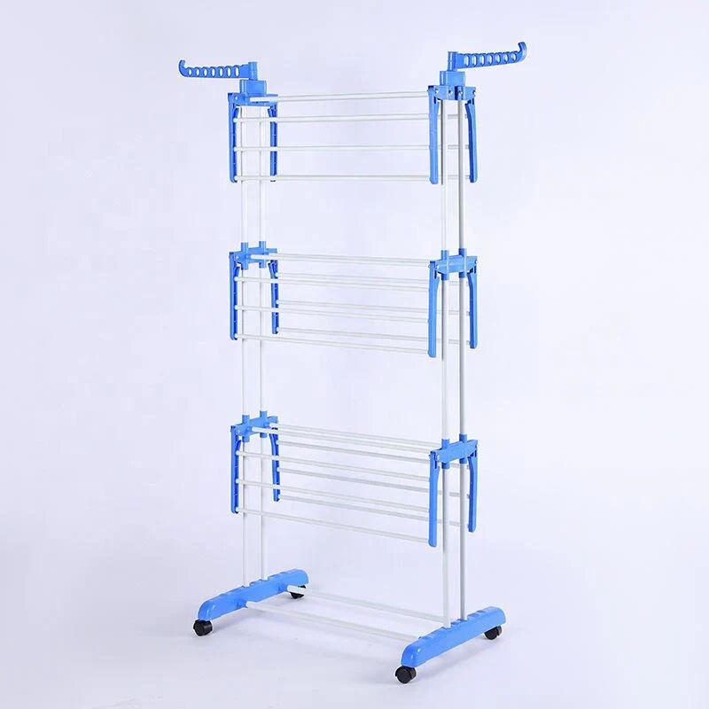 Porte-vêtements À Roulettes 3 Niveaux – Séchoir Ajustable Multifonction thumbnail 4