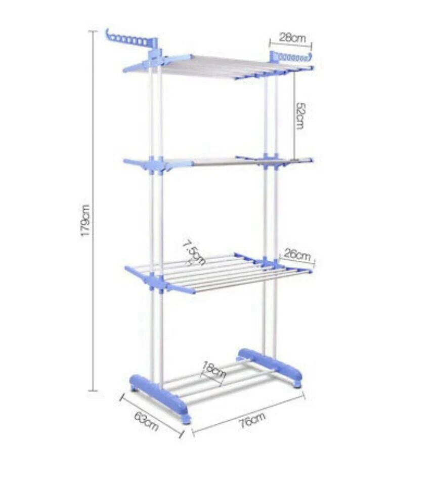Porte-vêtements À Roulettes 3 Niveaux – Séchoir Ajustable Multifonction