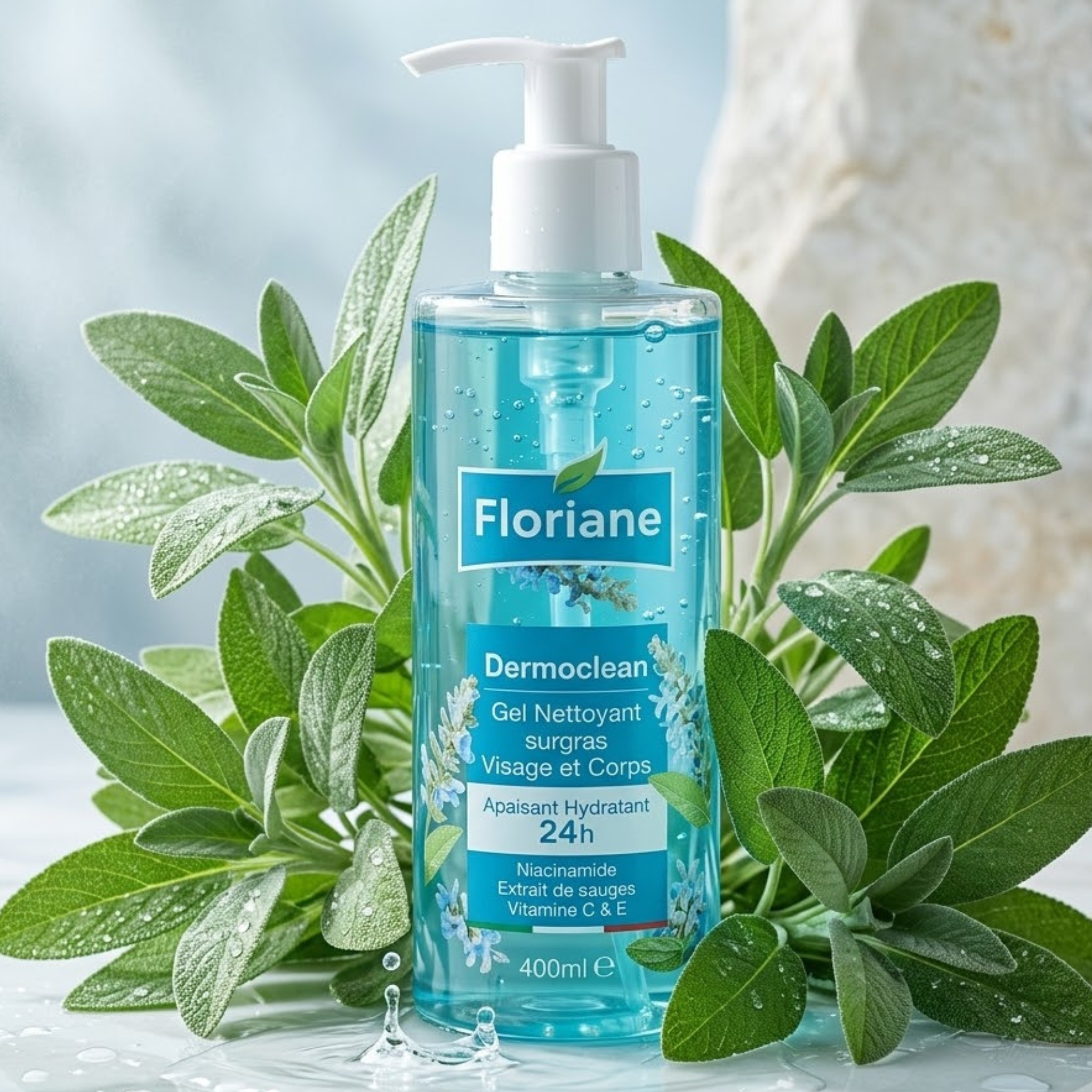 Dermoclean Graines De Sauge - Gel Nettoyant Surgras Visage Et Corps - Pour Les Peaux Grasses Ou Pour Une Sensation De Fraîcheur.