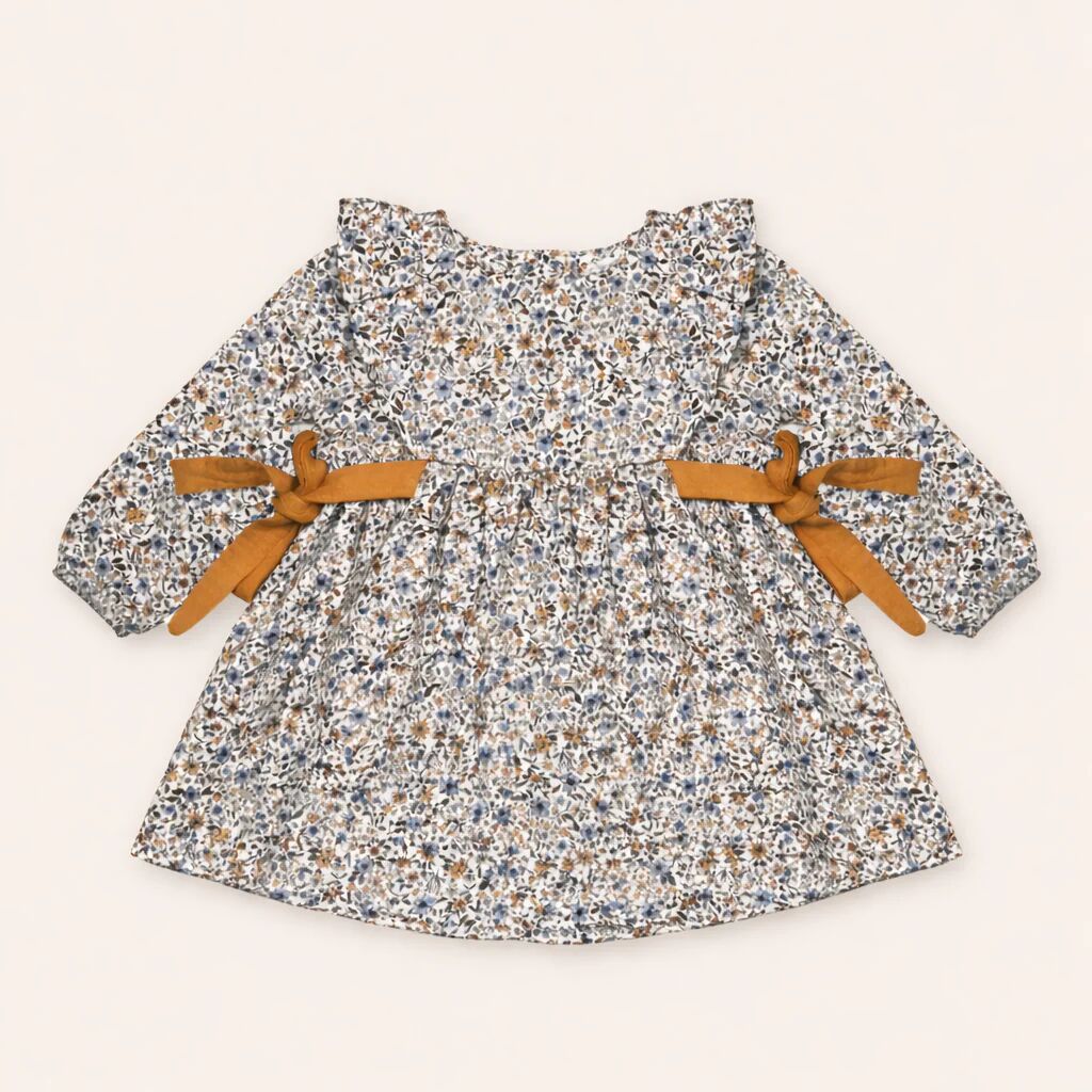 Blouse Bébé Fleurie Avec Nœuds – Élégance Bohème & Douceur