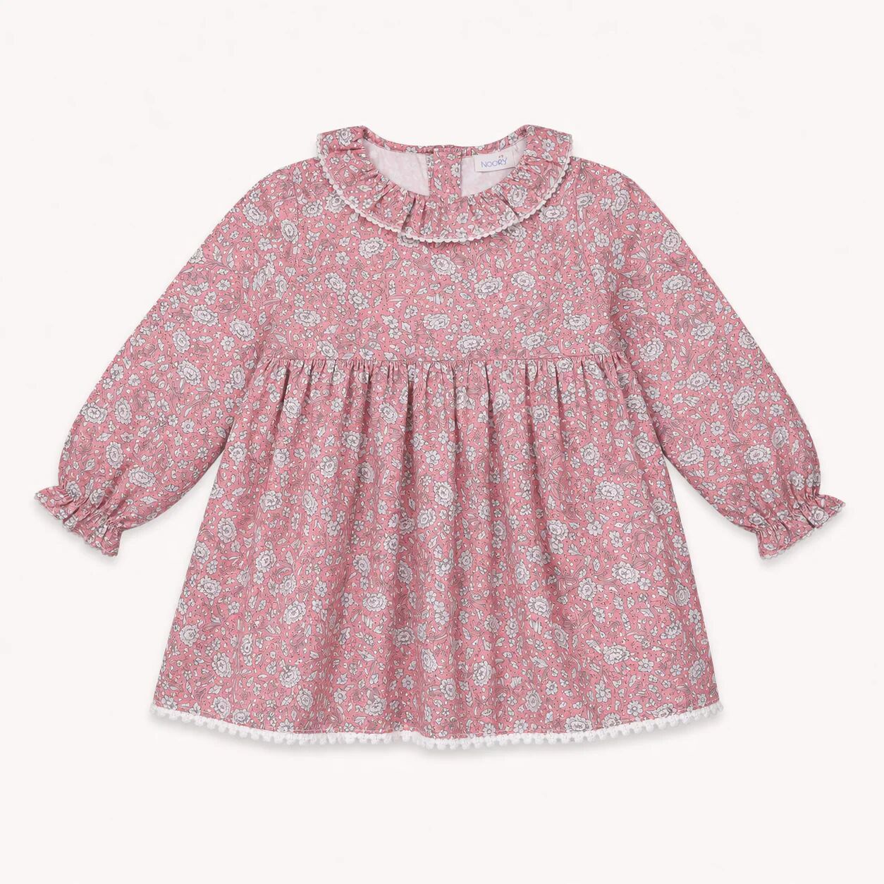 Robe Bébé Fleurie Rose À Col Volanté – Douceur & Charme Intemporel