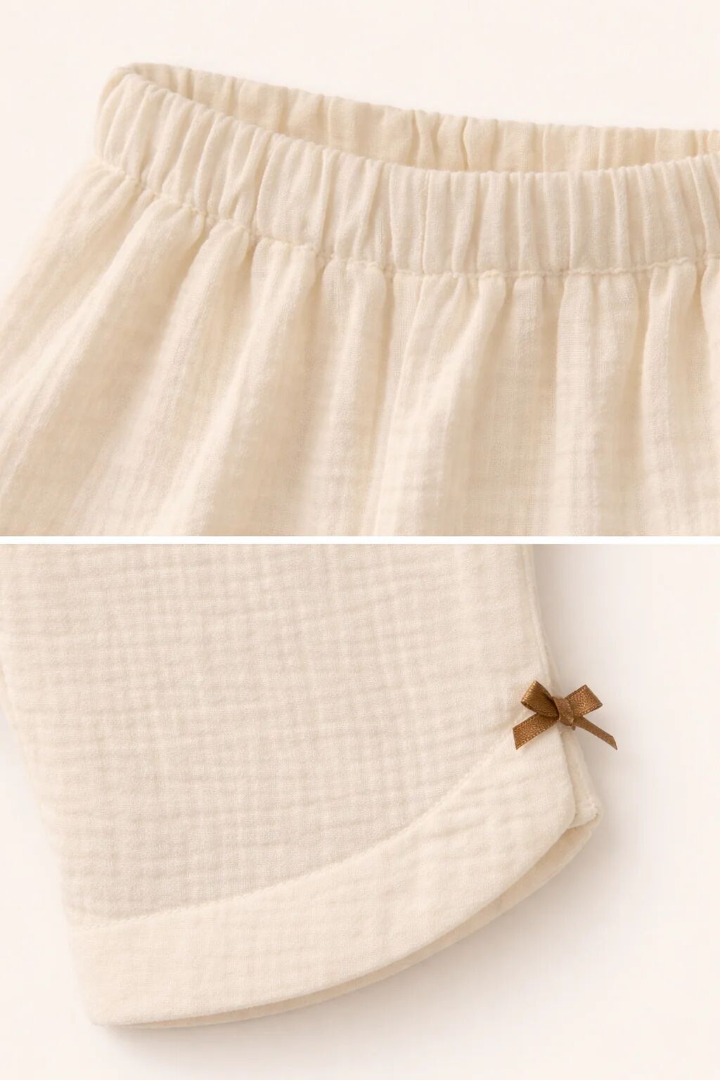 Pantalon Bébé Écru En Gaze De Coton – Confort & Style Naturel thumbnail 2