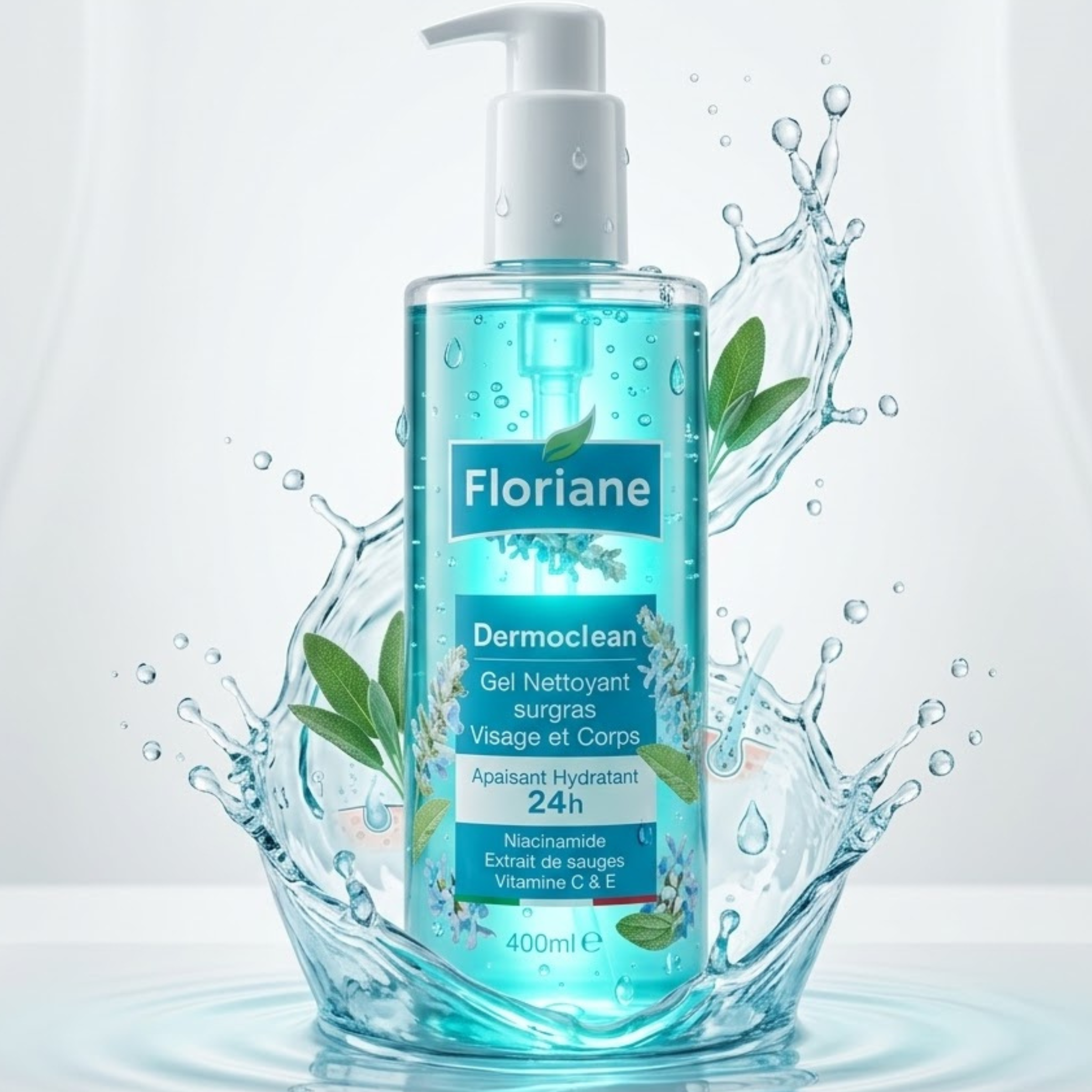 Dermoclean Graines De Sauge - Gel Nettoyant Surgras Visage Et Corps - Pour Les Peaux Grasses Ou Pour Une Sensation De Fraîcheur.