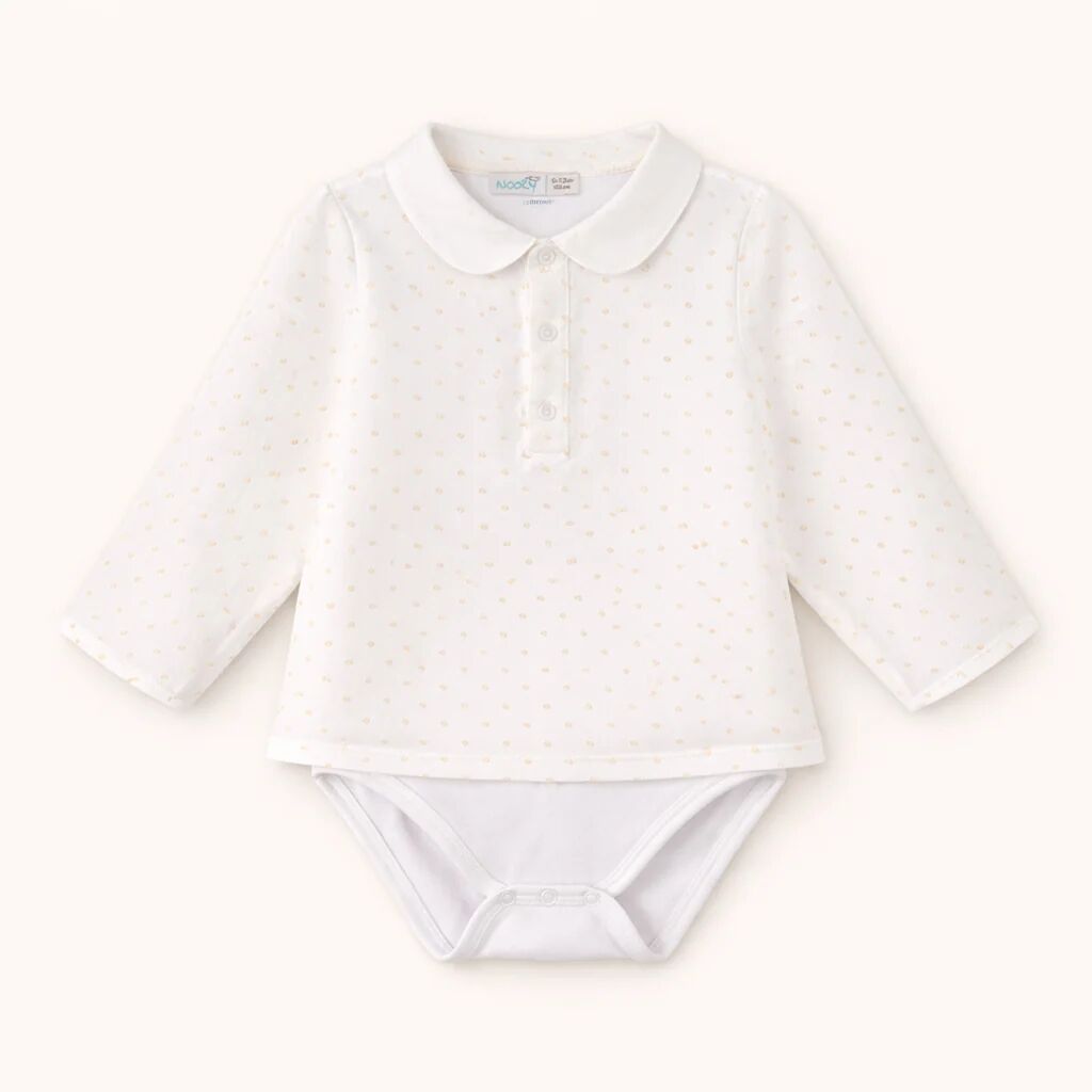 Body Chemise Bébé Écru À Pois Dorés – Élégance & Confort