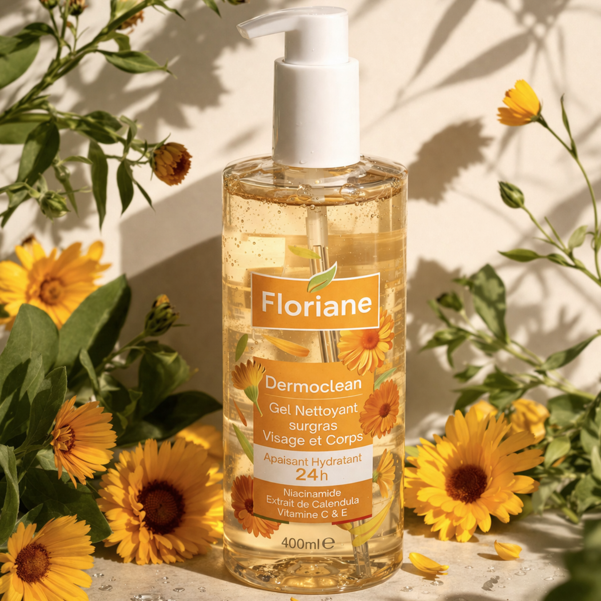 Dermoclean Calendula - Gel Nettoyant Surgras Visage Et Corps - Un Excellent Choix Pour Les Peaux Sensibles Ou Facilement Réactives