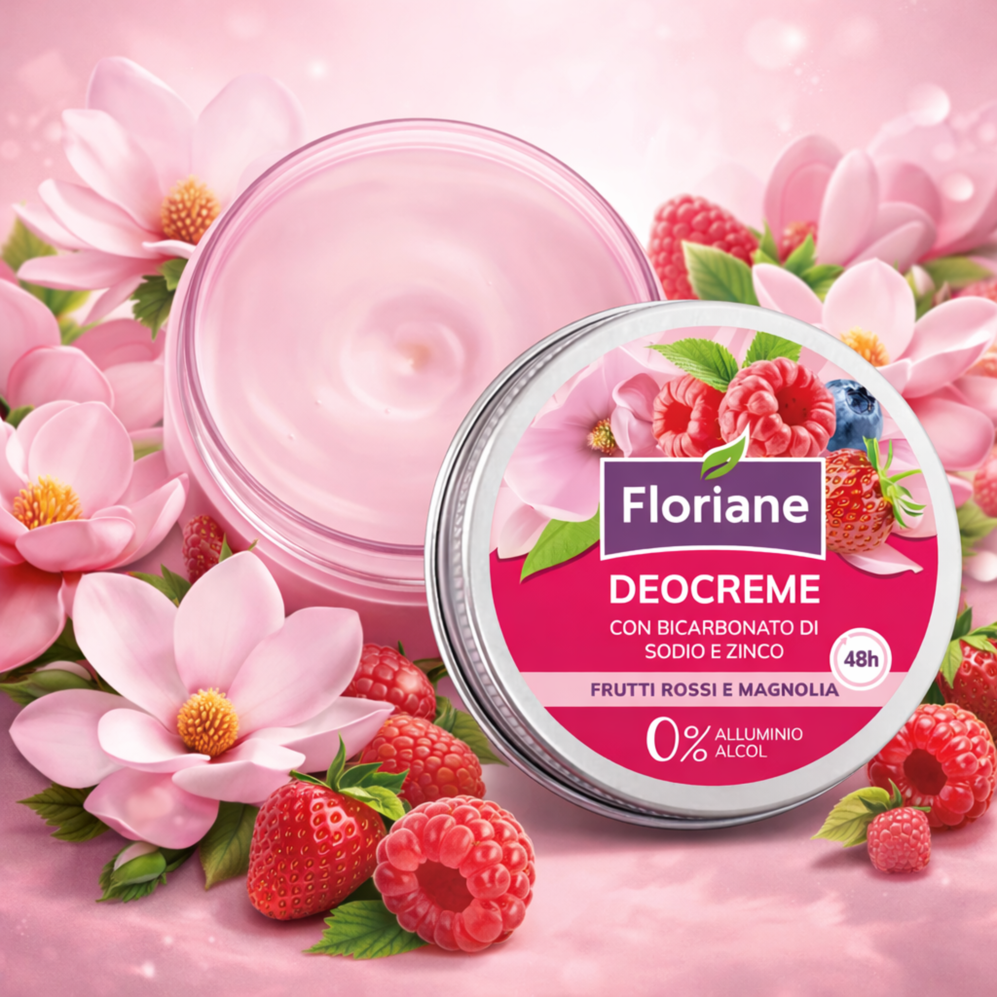 Déocrème Fruits Rouges & Magnolia 48h – Déodorant Crème Sans Aluminium & Sans Alcool – Anti-odeurs, Peaux Sensibles