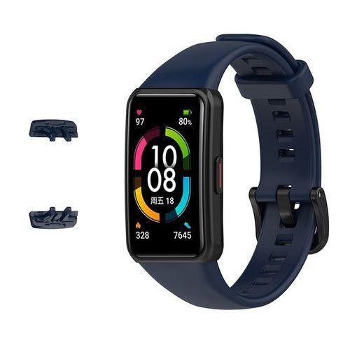 2 X Bracelet De Rechange Pour Huawei Band 6 Strap - Ceinture Noir + Bleu (montre Non Incluse) (compatible Avec : Huawei Band 6 / Honor Band 6 / Huawei Band 6 Pro)