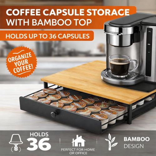 Support Machine Café Avec Tiroir Rangement Capsules 36 Pcs