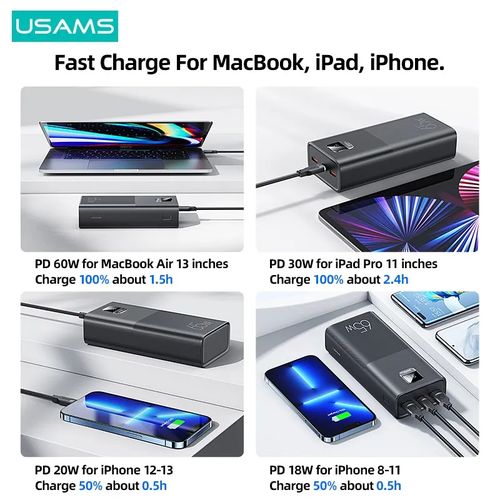 Power Bank 65w 30000mah, Fast Charge Pour Pc MacBook Et Téléphones thumbnail 3