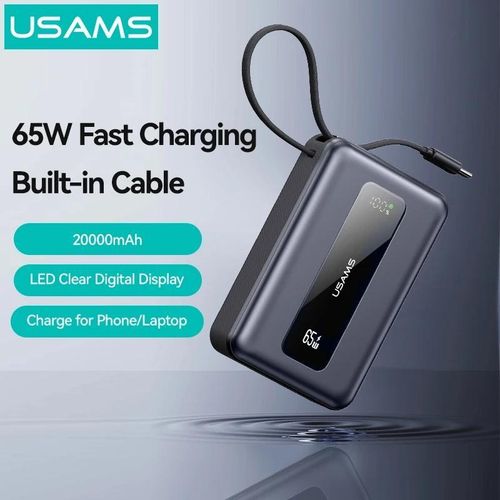 Power Bank Cd243 20000mah 65w Avec Câble Type-c Intégré Charge Rapide, Certification 3c Ccc