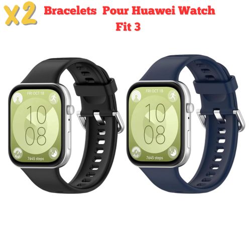 Set De 2 X Bracelet De Rechange En Silicone Pour Huawei Watch Fit 3 Strap - Noir, Bleu thumbnail 1