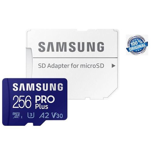 Samsung Carte Mémoire Pro Plus Micro Sd Card 256gb Microsdxc Read/lecture : 160mb/s, Write/ecriture : 160mb/s, Uhs-i, U3, A2, V30, Full Hd & 4k Uhd Memory Card Transfer 130mb/s